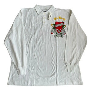 Ed Hardy Men's Y2K Graphic Love Kills Collared Long Sleeve Polo Shirt Sz 3XL NWT
